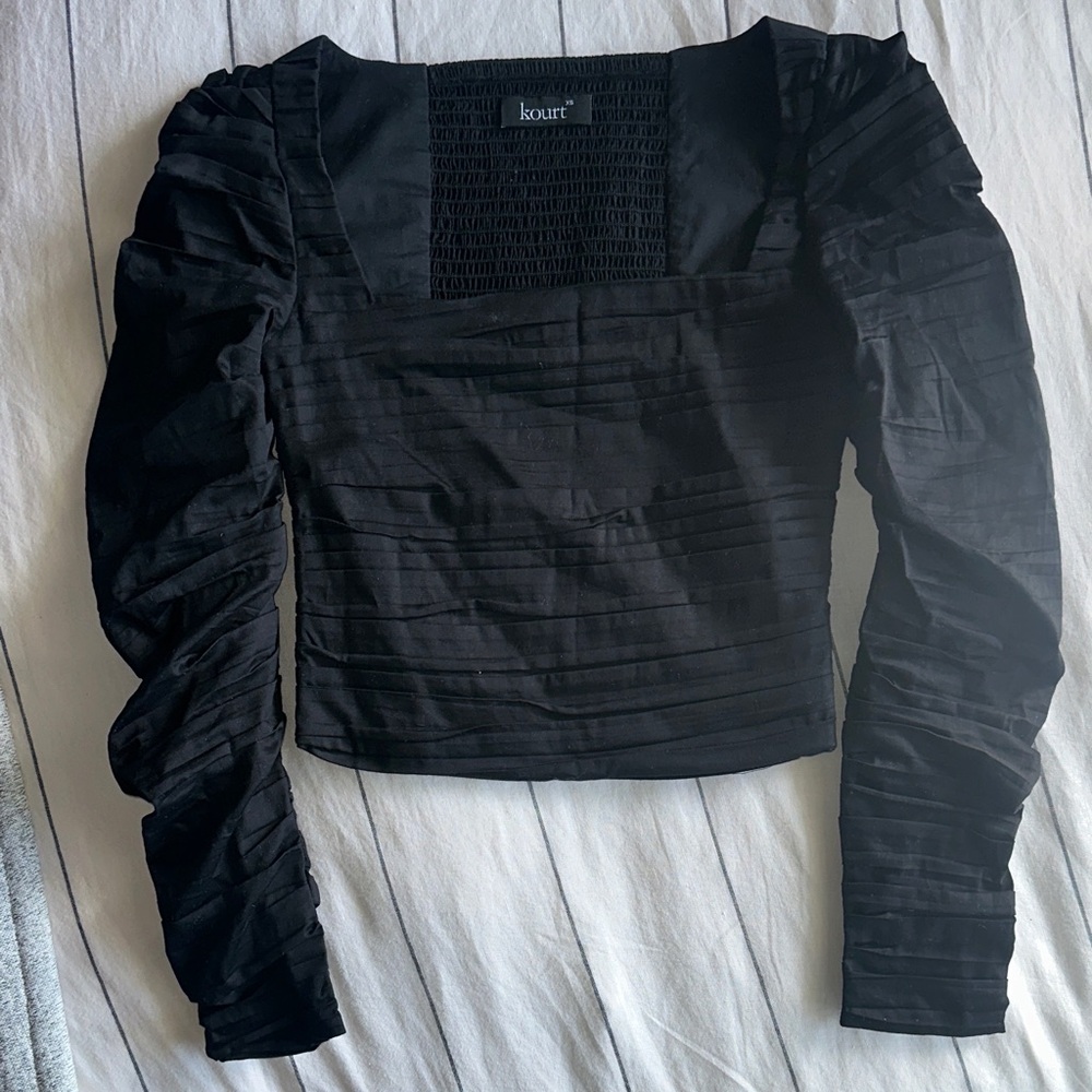 Elegant Black Ruched Blouse
